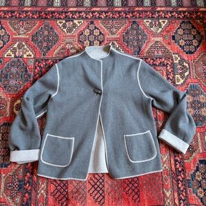 Jillian Jones Reversible Toggle Wool Blend Taupe Jacket / Cardigan